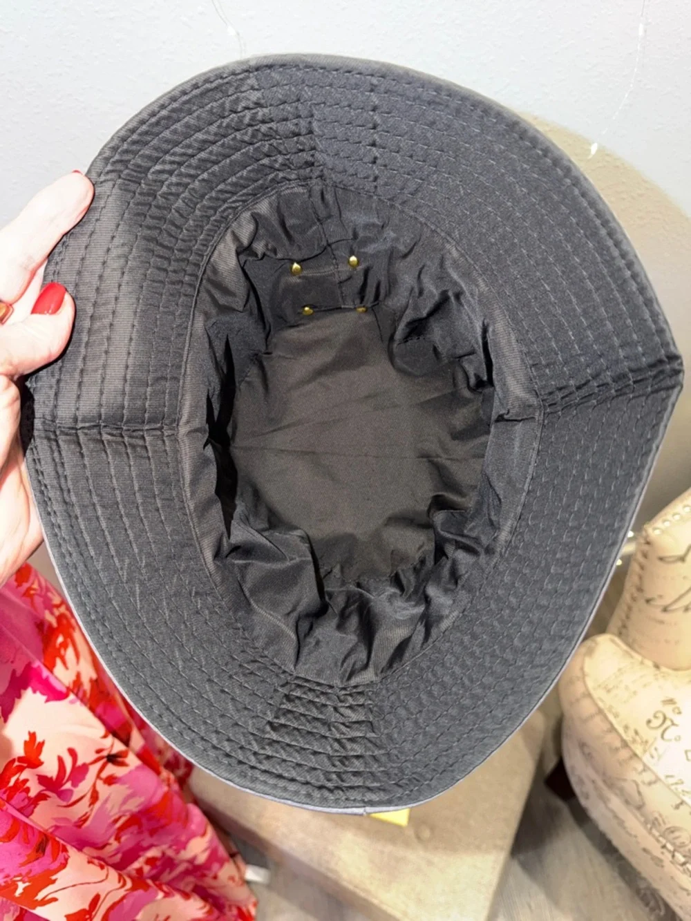 NEW! Custom Bucket Hat with Louis Vuitton Logo Patch Gray
